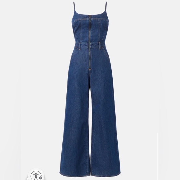 Levi's Blue Denim smashing dark wash Bustier Jumpsuit small - Picture 1 of 6